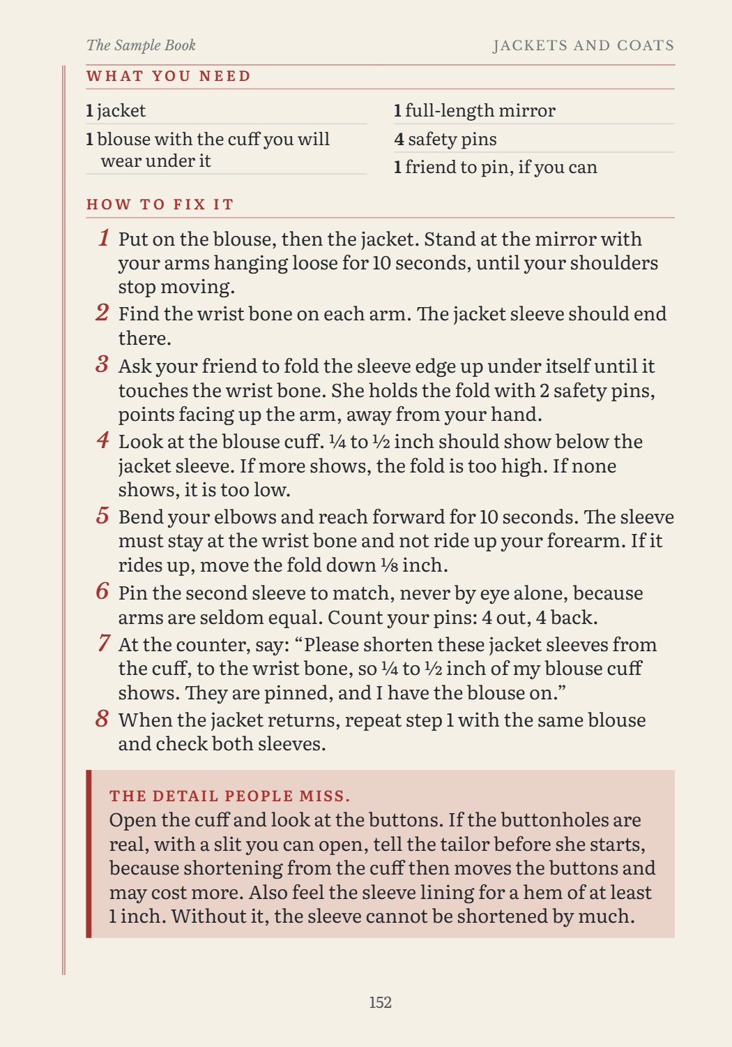 Book page 152: The detail people miss, marked for you.